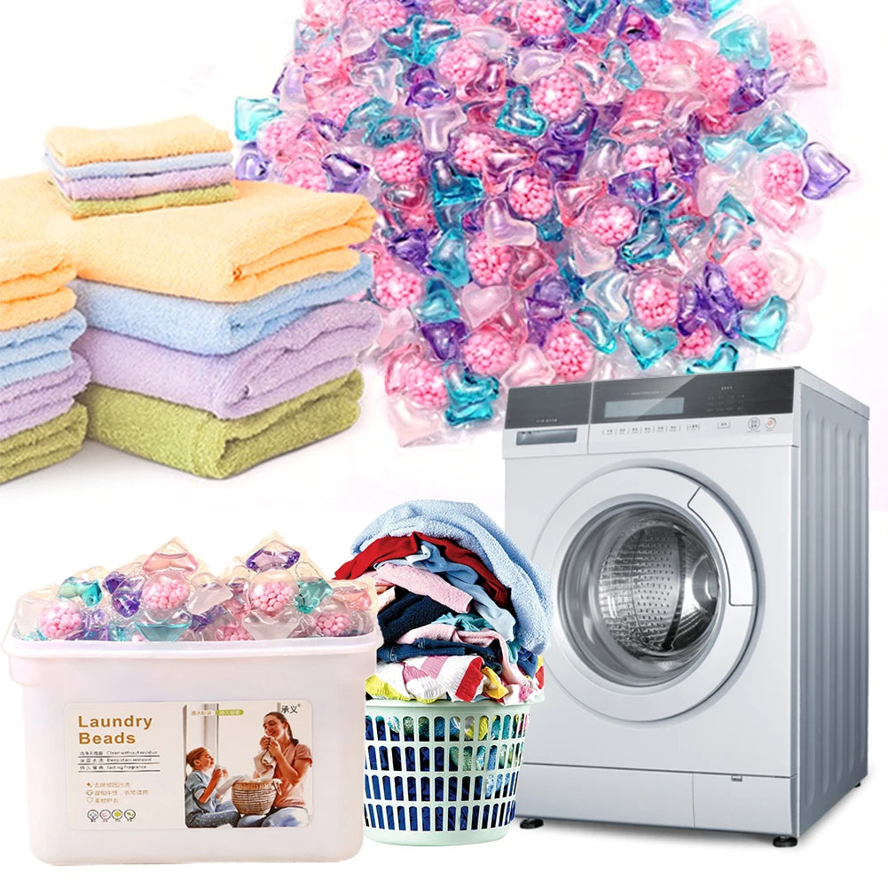 50Pcs Laundry Detergent Soap Box 5 in 1 Multi-purpose Strong Detergent Laundry Aroma Liquid Capsule Ball for Home Dormitory Qme