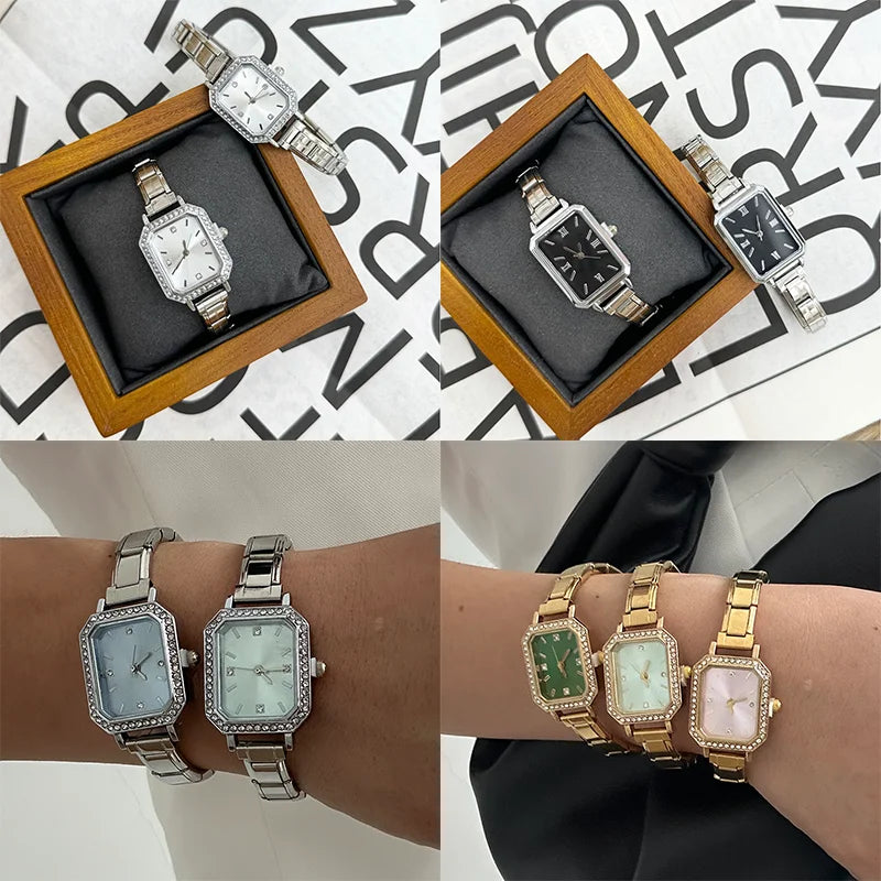 2026 Golden Round Watch Gift Watch Men Women 9MM Width Italian Elastic Charm Stainless Watch Header Linker Bracelets Jewelry DIY Qme