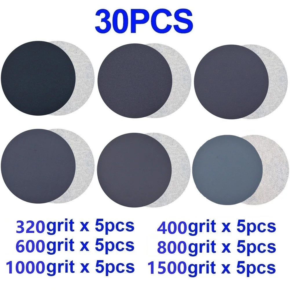 30 PCS Sandpaper Set Silicon Carbide Wet/Dry Sand Paper 3 Inch 75mm Polishing Sanding Discs 320/400/600/800/1000/1500 Grit Qme Default Title