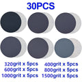 30 PCS Sandpaper Set Silicon Carbide Wet/Dry Sand Paper 3 Inch 75mm Polishing Sanding Discs 320/400/600/800/1000/1500 Grit Qme Default Title