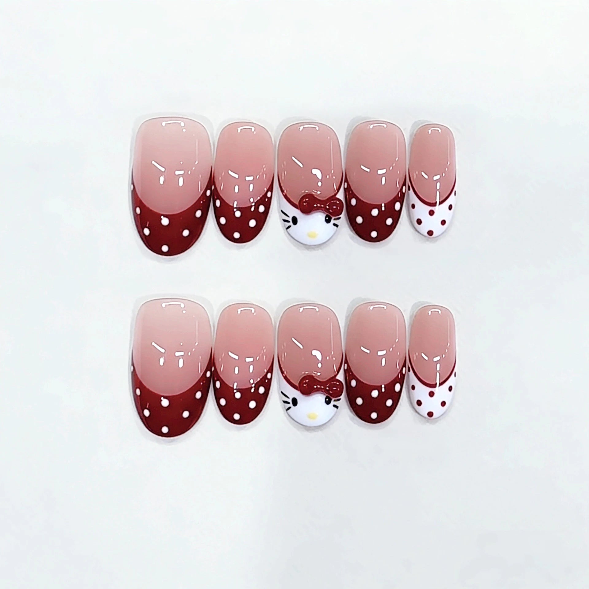 Handmade French Almond White Flowers False Nails Korean Art Stickers Qme GJ-CDJ-ZB231-M