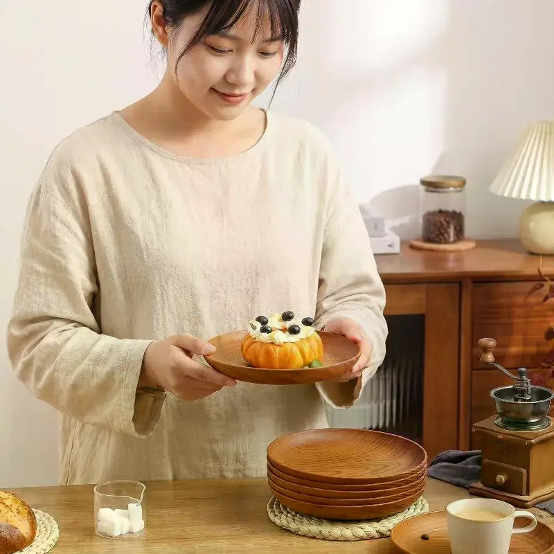 Japanese Style Tea Tray PP Plastic Wood Grain Serving Tray For Home Hotel Restaurant Multipurpose Cup Plate Wooden Spoon Qme