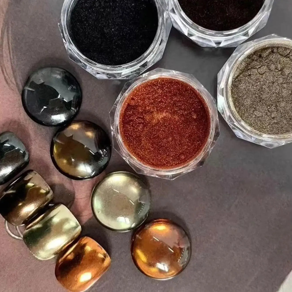 Metallic Magic Mirror Chrome Nail Art Powder Autumn Winter Brown Qme 1set
