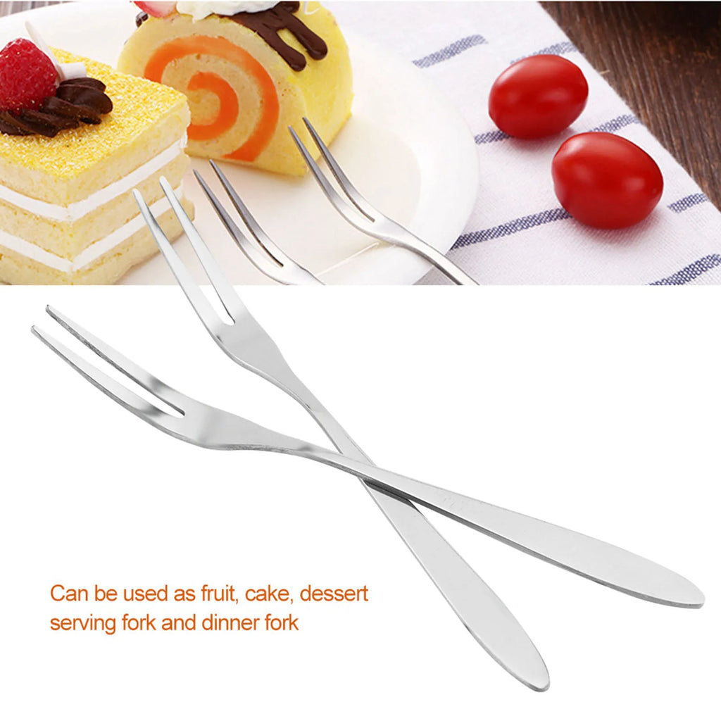 20Pcs Stainless Steel Fruit Fork Set Long Handle Dessert Forks Cake Serving Picks for Party Home Kitchen Tableware Qme
