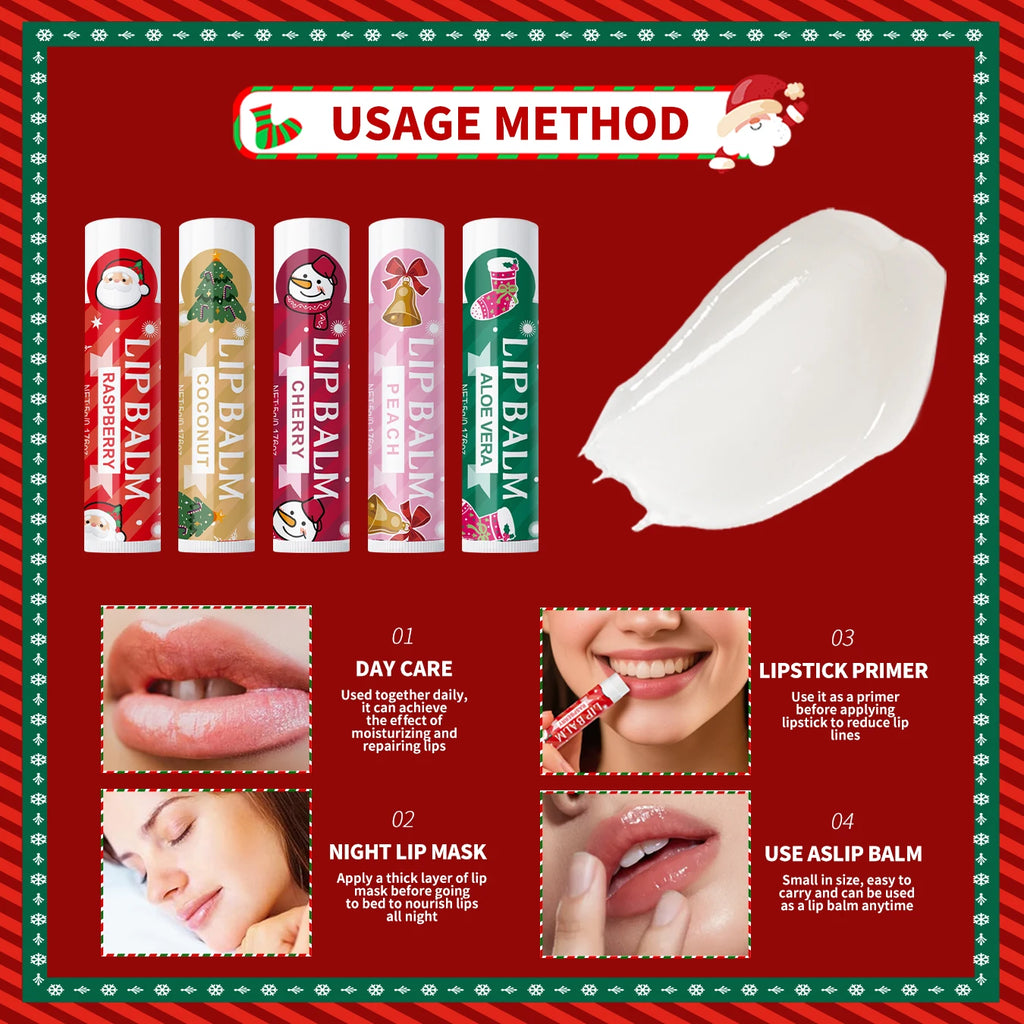 20PCS lipstick Set -5 Taste Christmas Theme Deep moisturizing and lasting moisturizing to create plump and shiny lips Qme