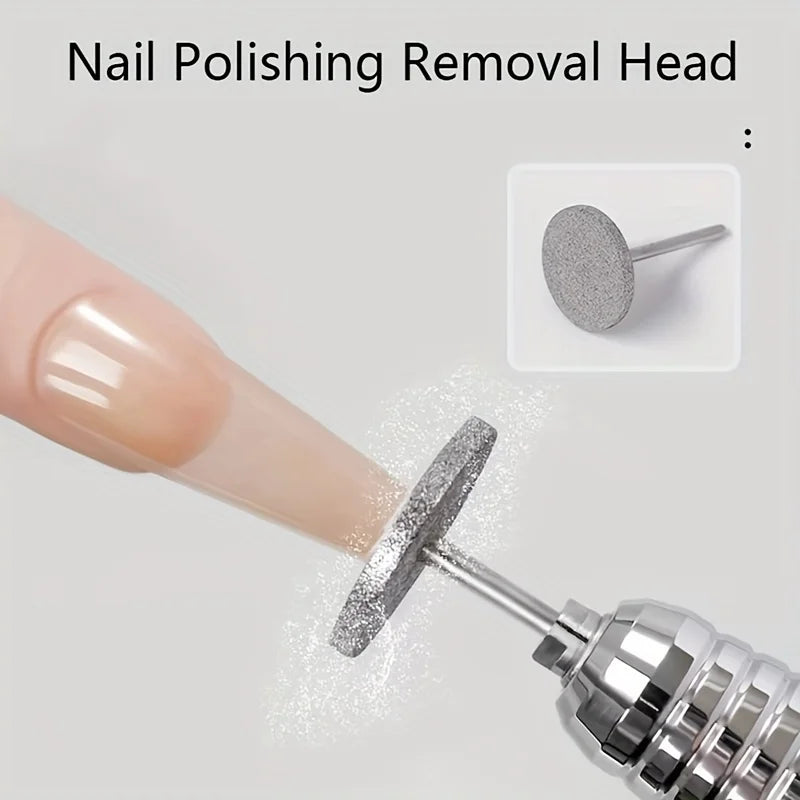 Manicure Flying Saucer Polishing Head T Round Emery Metal Polishing Short Nail Tip Trimming Polishing Tool Nail Drill Bits Qme
