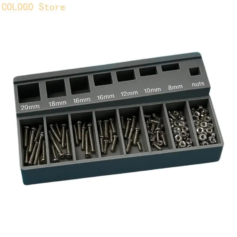 Efficient 3D Printed Screw Sorting Tray Precise Organization Multiple Qme gray white letters CN