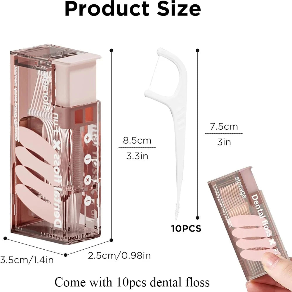 Auto Dental Floss Dispenser Small Hilo Protable Floss Picks Storage Box Refillable Toothpicks Teeth Cleaning Tool Tooth Pick Qme Pink box
