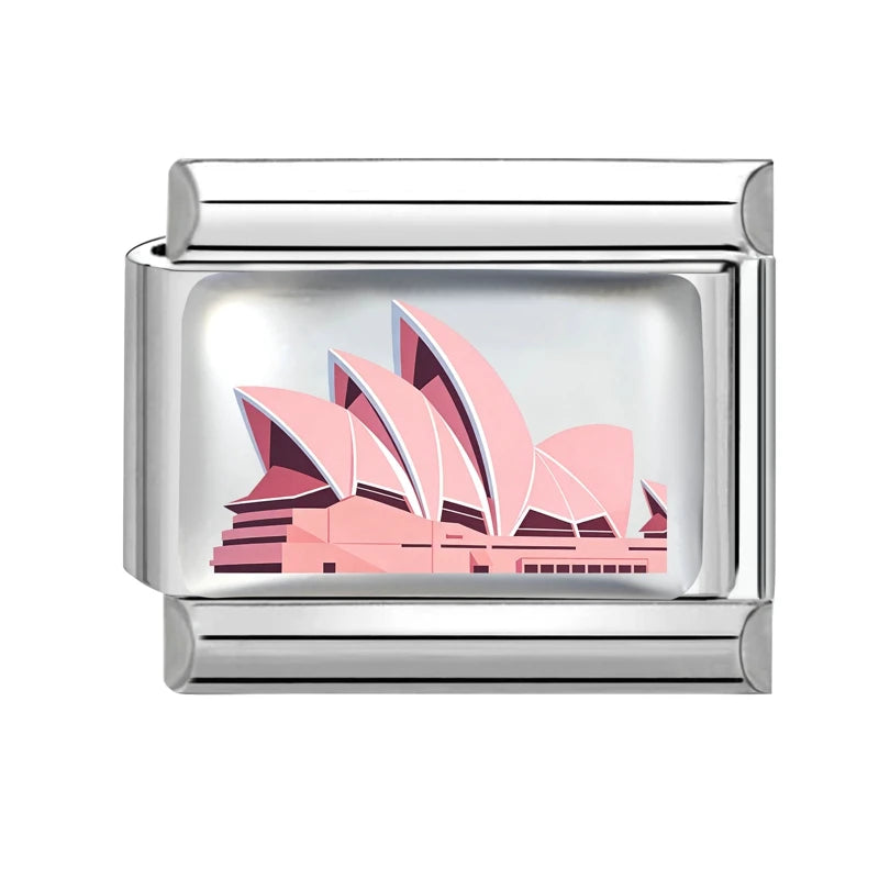 New2026 Hot Fashion Church Tower of Pisa Roman Colosseum Charm Italian Links Fit 9mm Bracelet Stainless Steel Making DIY Jewelry Qme Style 6