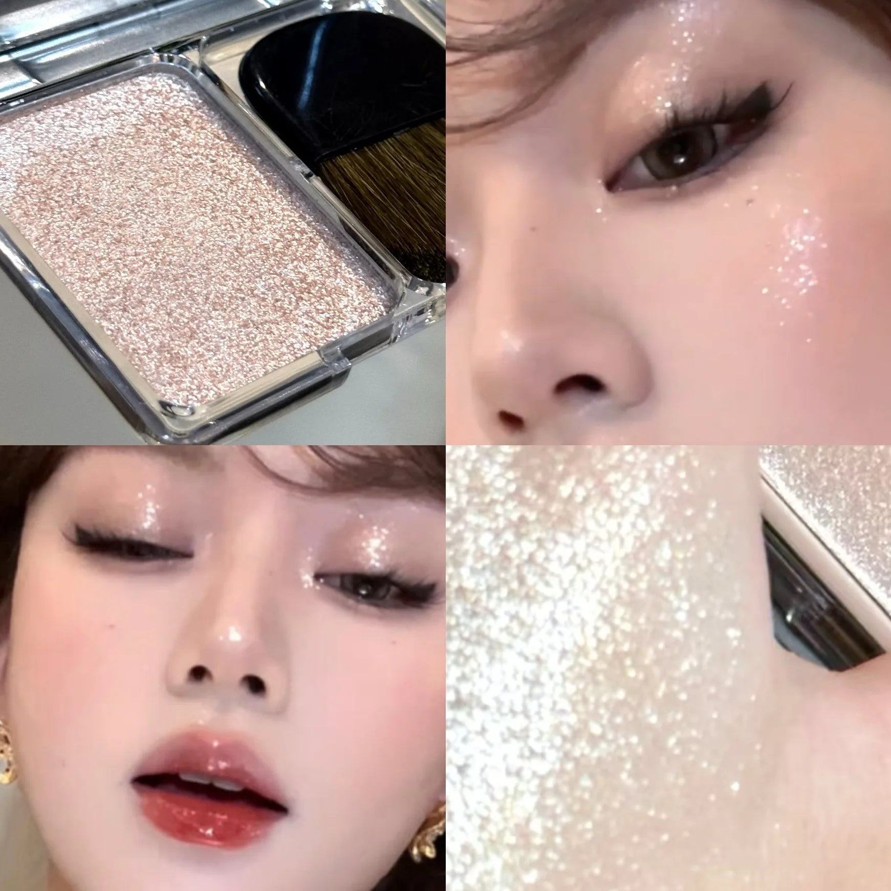 With Brush Bowknot Face Brighten Highlighter Sparking Shine Makeup Plate Fairy Purple Highlight Shimmer Shading Contour Cosmetic Qme 02