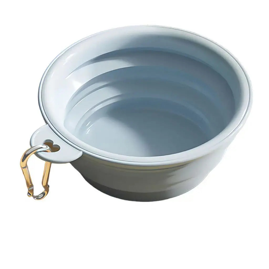 Compact Foldable Silicone Pet Dish Flexible Dog Cat Feeding Bowl Clip Qme blue M