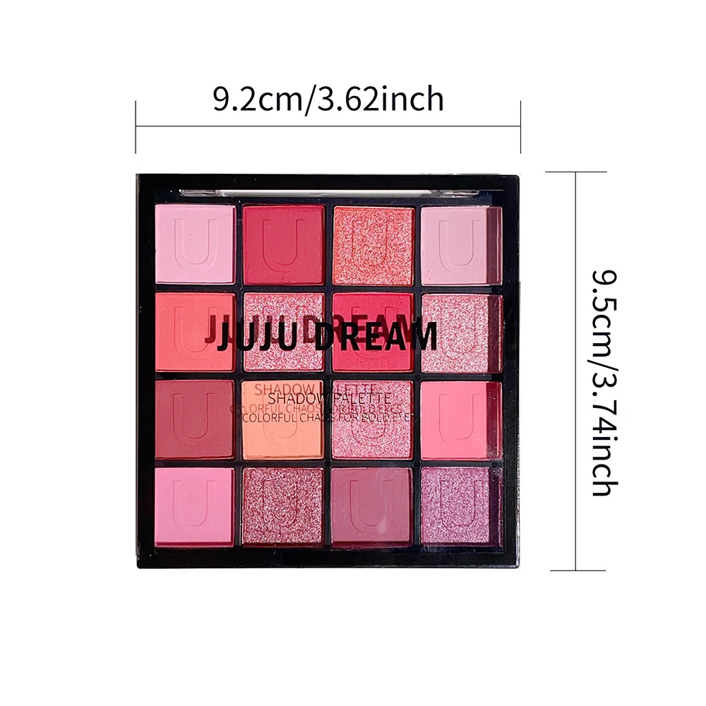 Glitter Matte Multi-finish Eyeshadow Palette 16-Color Red Green Qme