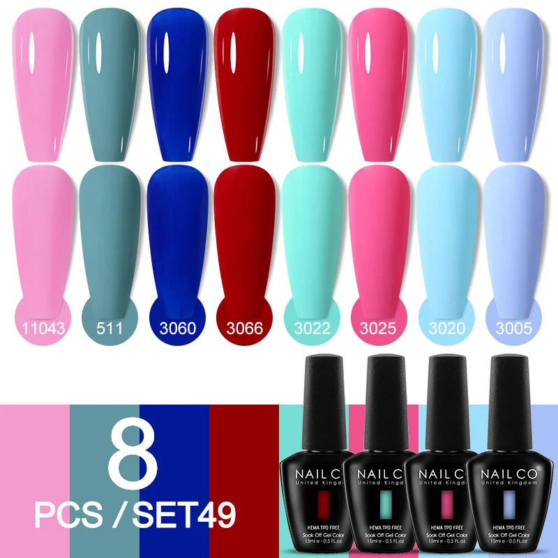 NAILCO Sparkly Rose Red Purple Gel Nail Polish Art Vernis Nails Qme NC-ZB-8H-ZH49