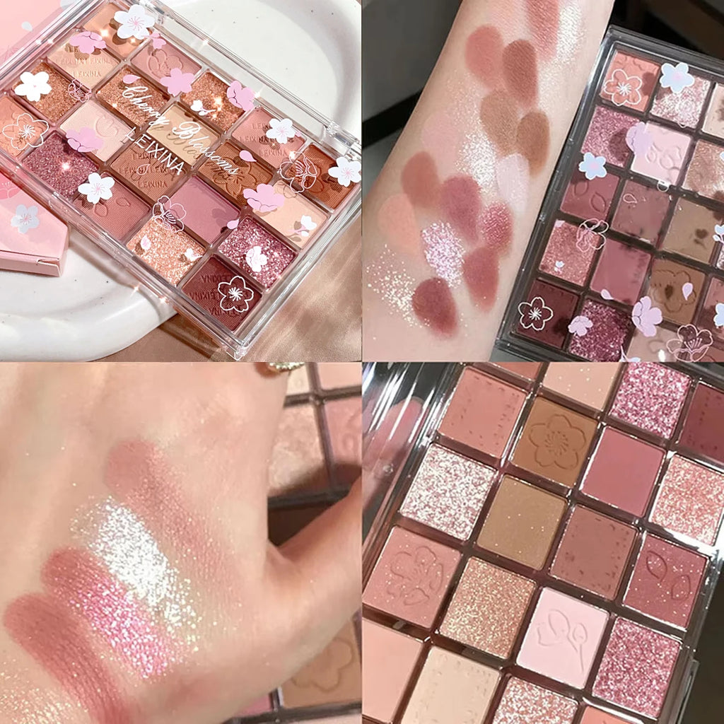 20 color eyeshadow tray, matte shimmer high pigment makeup, multi-color brown tone long-lasting daily wear eyeshadow Qme