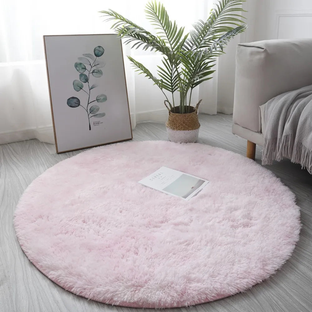 Super Soft Plush Round Rug Mat Anti-Skid Fluffy-Mat White Pink Carpets For Living Room Home Bedroom Bedroom Decoration Qme Pink 40CM