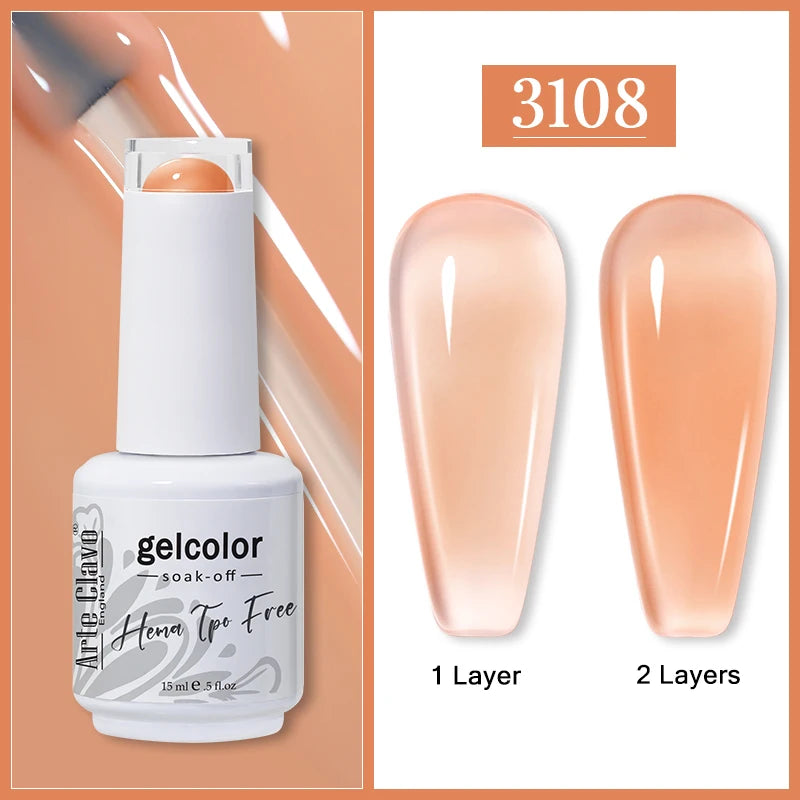 Arte Clavo Jelly Transparent Gel Nail Polish Summer Nude Pink Semi