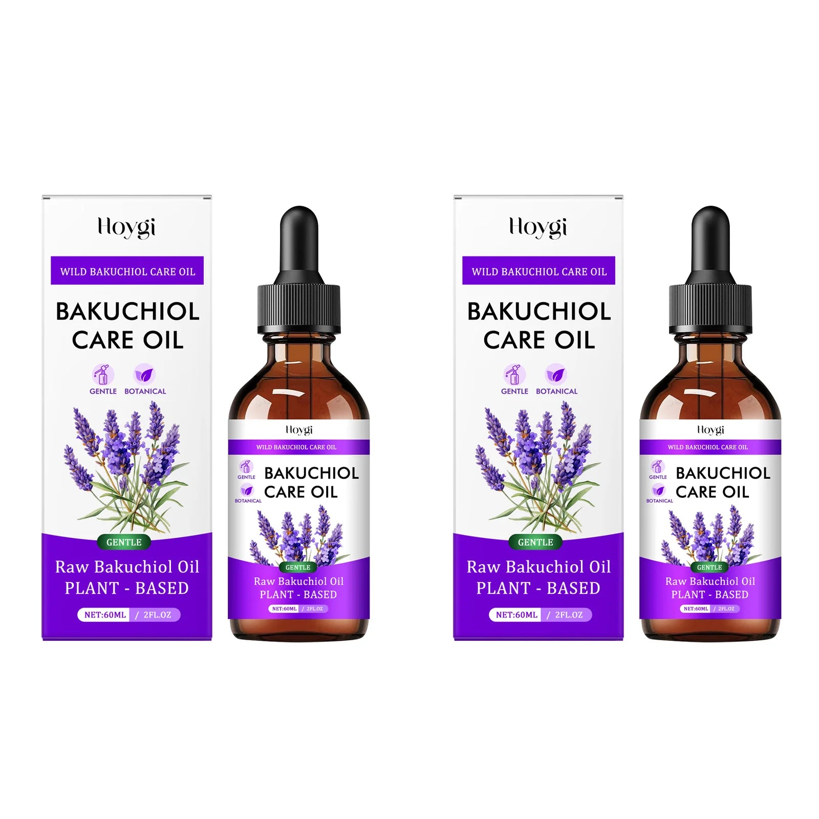 Bakuchiol Essectial Oil Relaxing Fade Fine Lines Brightening Skin Smoothing Facial Body Skin Care Nourish for Sensitive Skin Qme 2 x 60ml Boxed