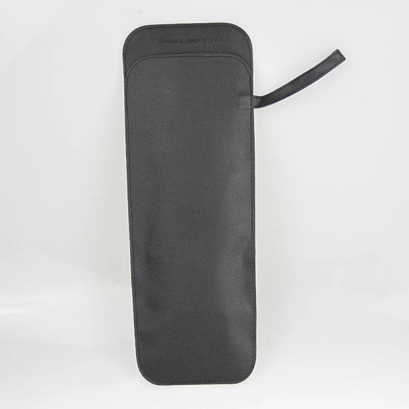 Umbrella Storage Pocket Bag Portable Cover Black PU Leather Case Qme
