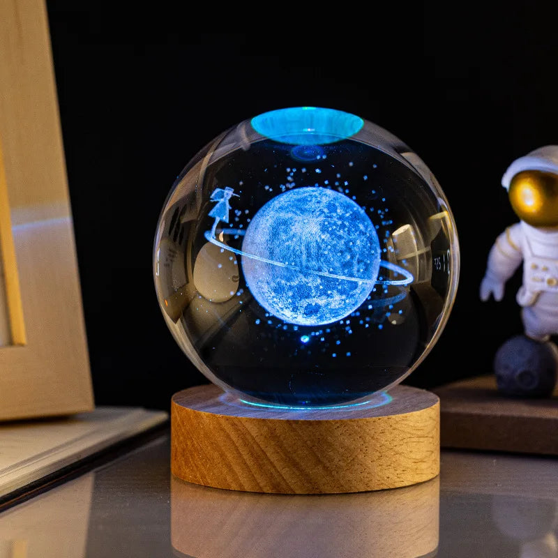 3D Colored Luminous Crystal Ball Astronomy Galaxy Crystal Sphere Beside Lamp Solar System Glassic Snow Globe Desktop Decorations Qme Starry Sky Strolling