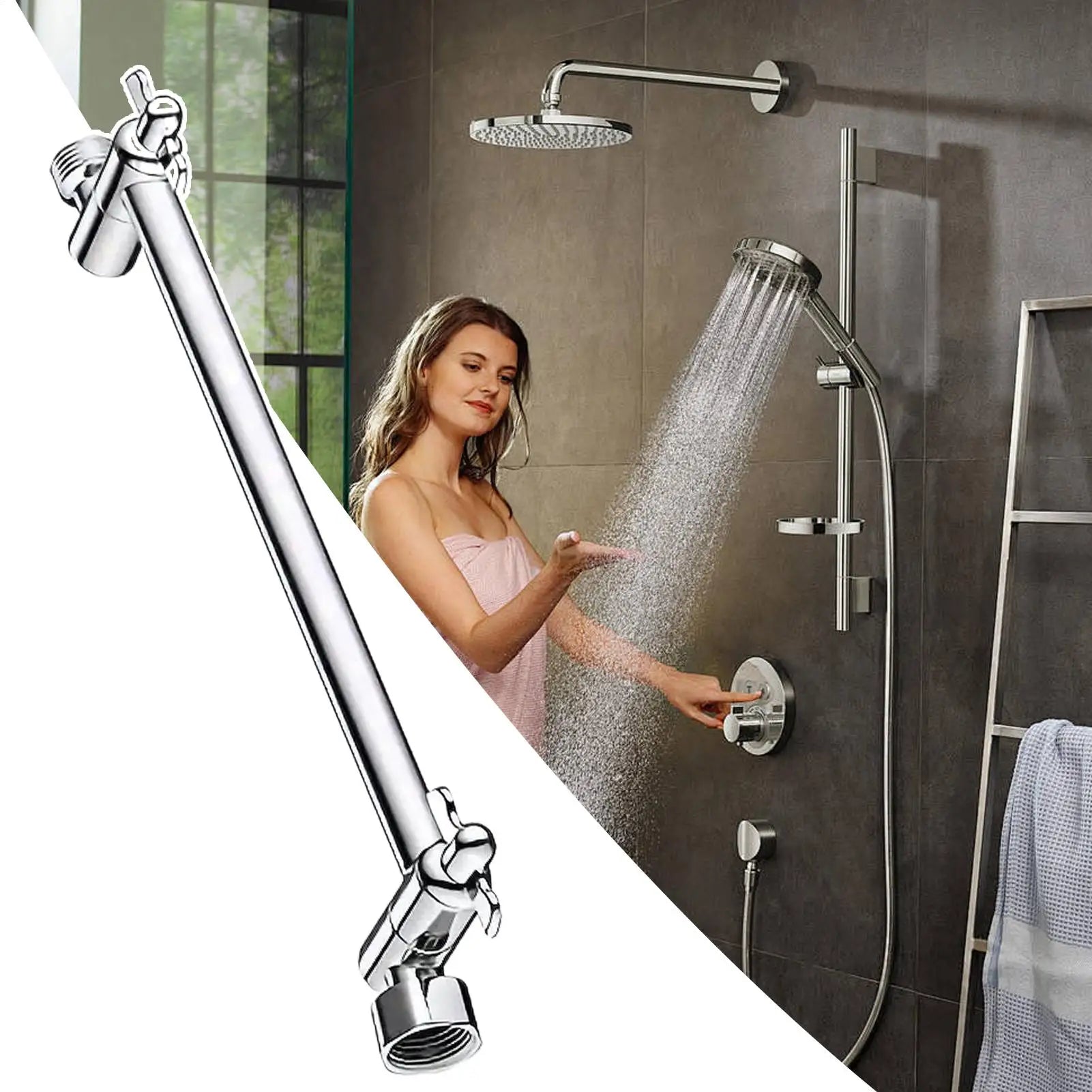 Shower Arm Extension 304 Stainless Steel Bathroom Supplies Head Qme
