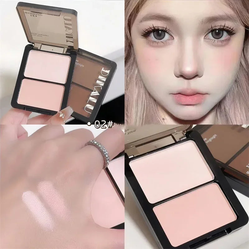Highlighting Contouring Powder Palette Two-tone Concealer Face Brighten Cement Grey Three-dimensional Nose Shadow Bronzer Makeup Qme B02