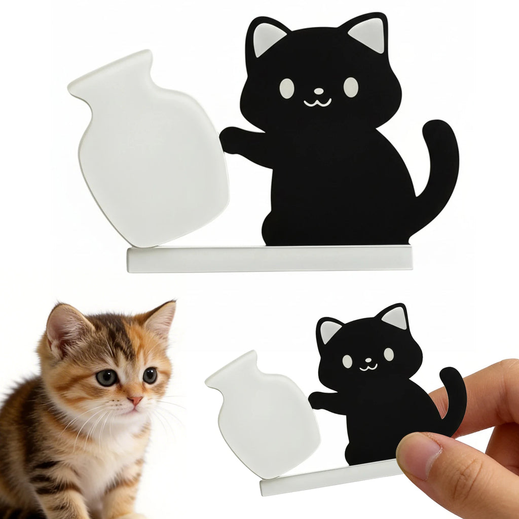Refrigerator Magnets Black Cat Pushing Vase Decor Cat Whisker Collection Memorial Box Fridge Magnet Home Office Decor For Gift ﻿ Qme