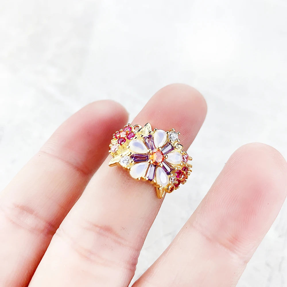 Colourful Flowers Ring 2023 Brand New Fine Jewerly Bohemia 925 Sterling Silver Gift For Women Qme