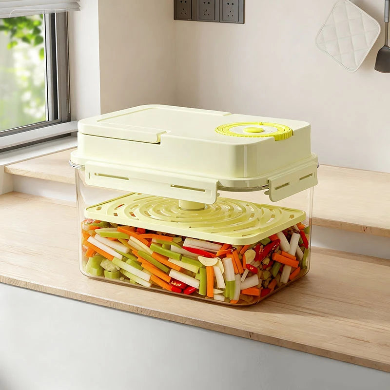 Gherkin Sauerkraut Olive Kimchi Storage Container4L Plastic Pickle Qme Yellow