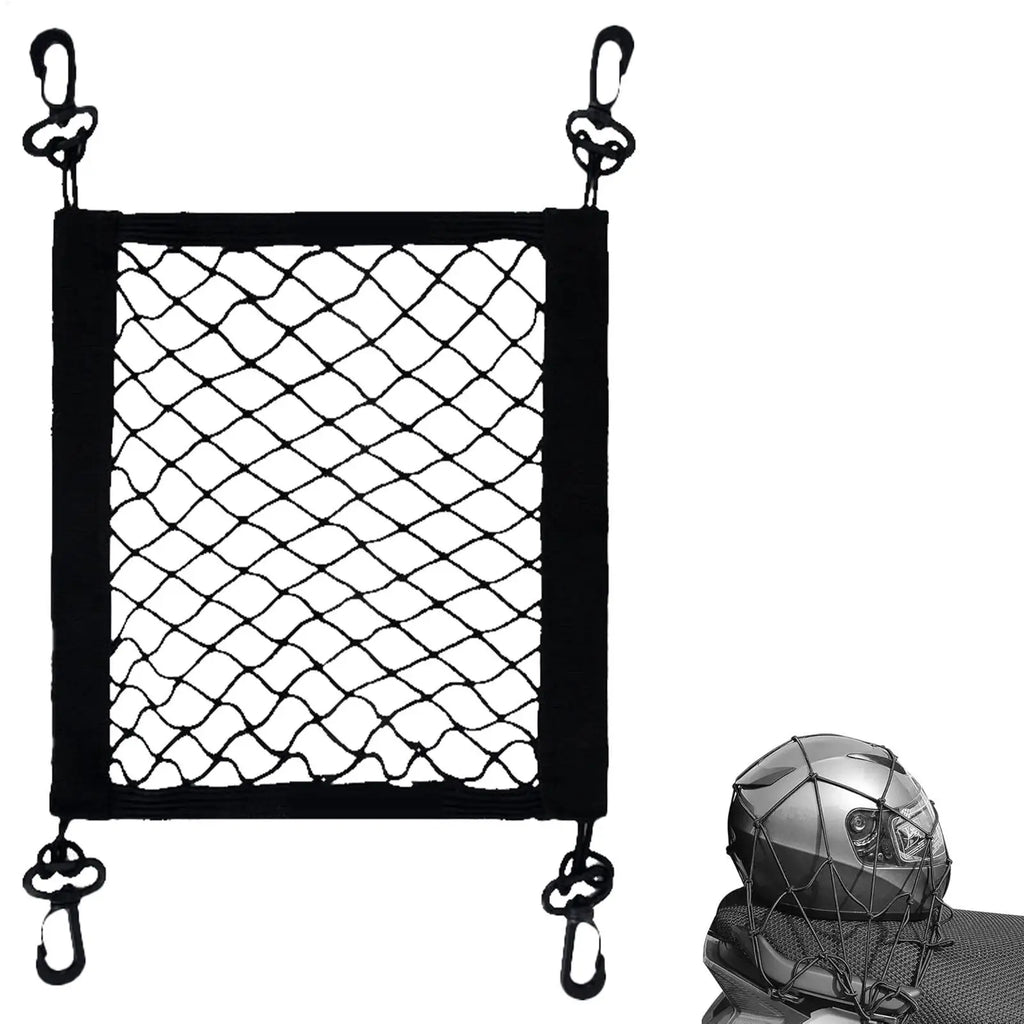 Cargo Net For Motorcycle High Elastic Polyester BungeeNet With 4 Hooks 360 Degree Rotatable Easy Installation Motorcycle Net Qme