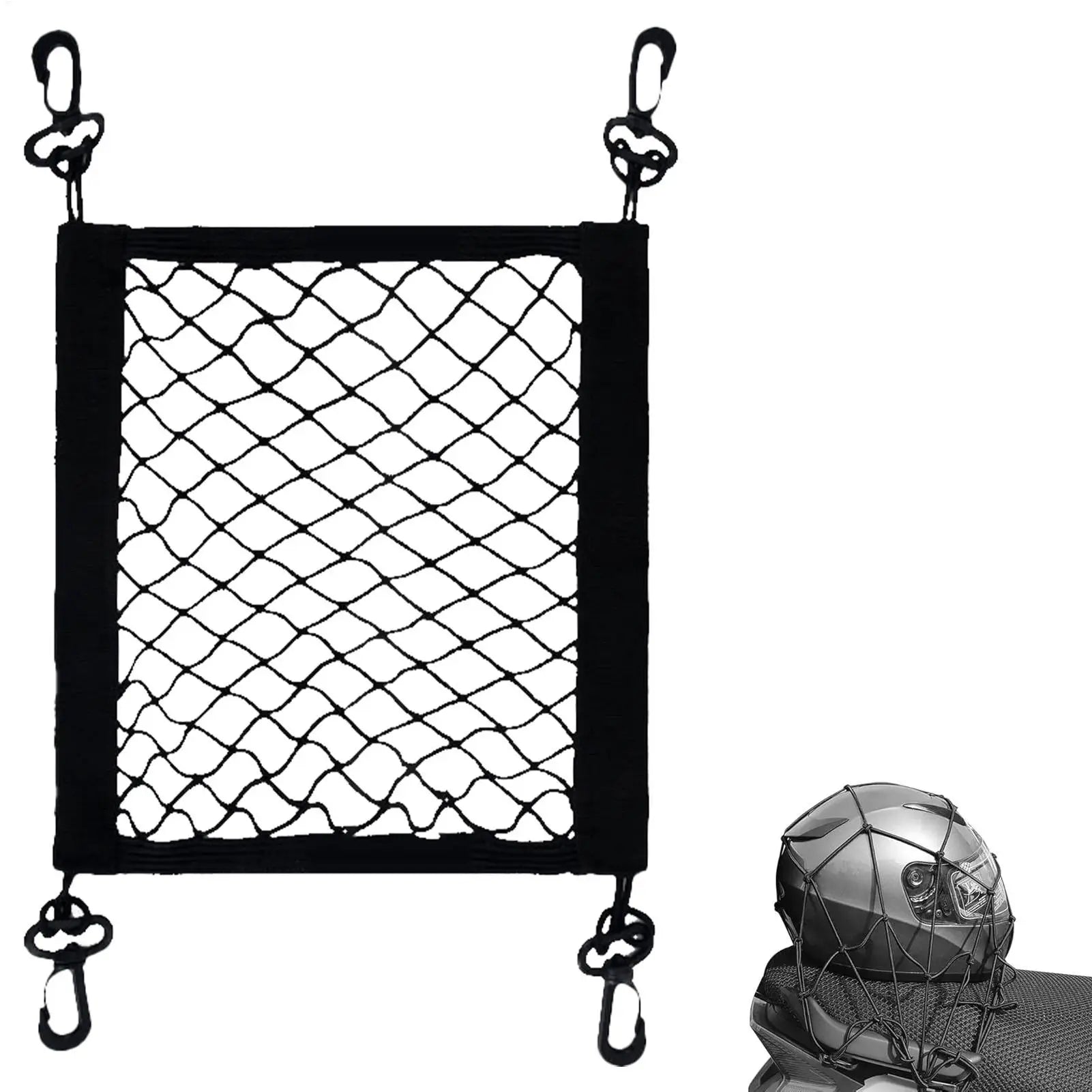 Cargo Net For Motorcycle High Elastic Polyester BungeeNet With 4 Hooks 360 Degree Rotatable Easy Installation Motorcycle Net Qme