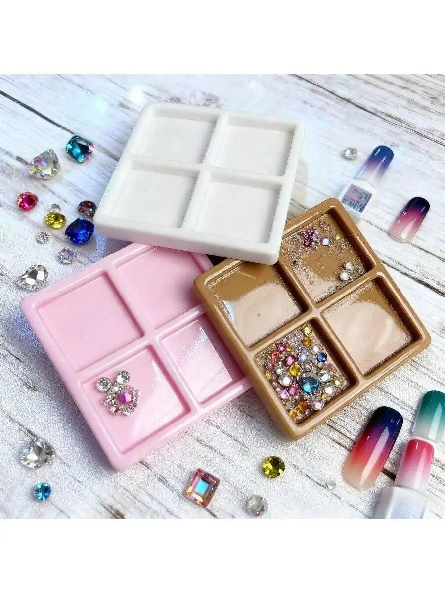Plastic Nail Palette Gel Polish Pallet Mixing Drawing Paint Plate Pad Qme
