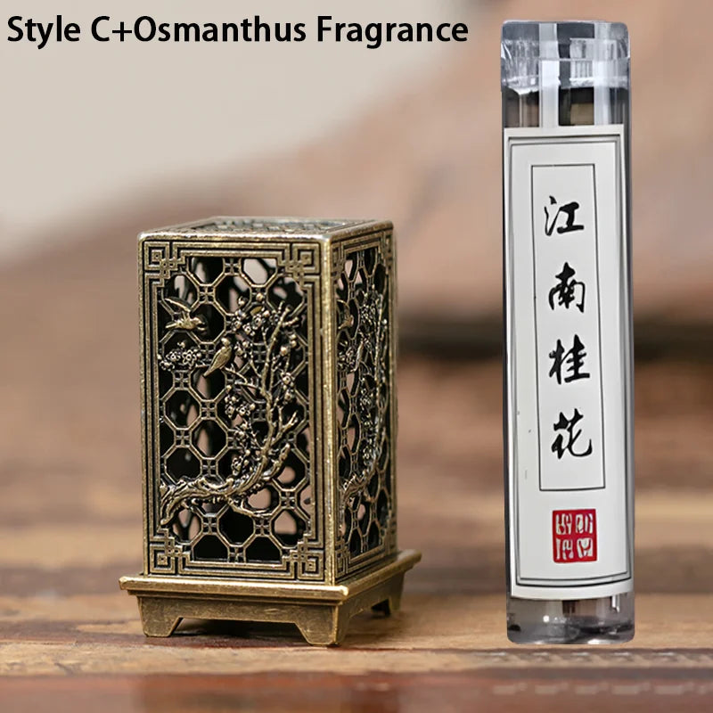 Vertical Incense Burners Alloy Hollow Incense Holder Stickless Powder Lasting Fragrance Incense Accessories Home Fragrance Decor Qme Set 3
