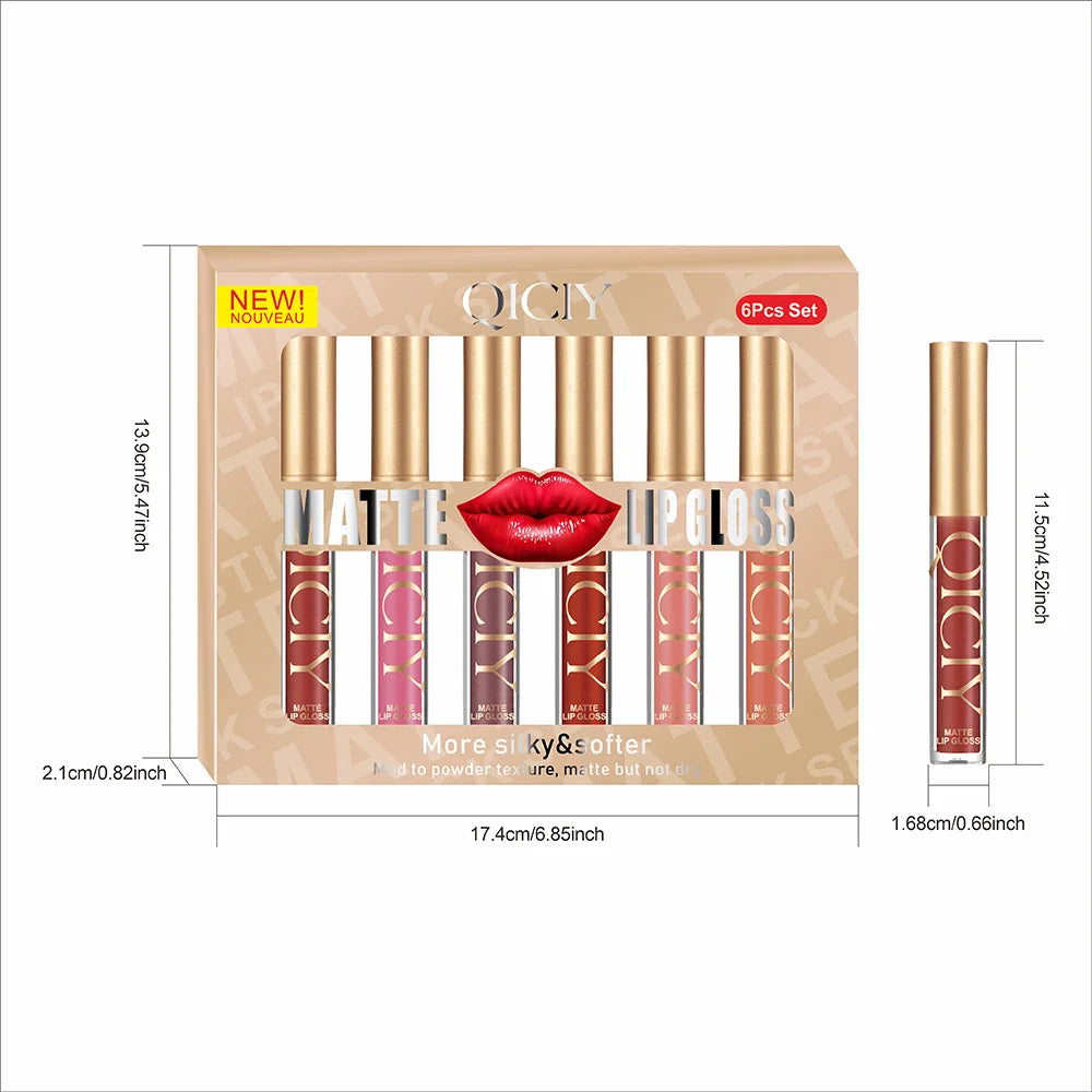 6-Color Matte Liquid Lip Gloss Silky Refined Look That Adheres Qme