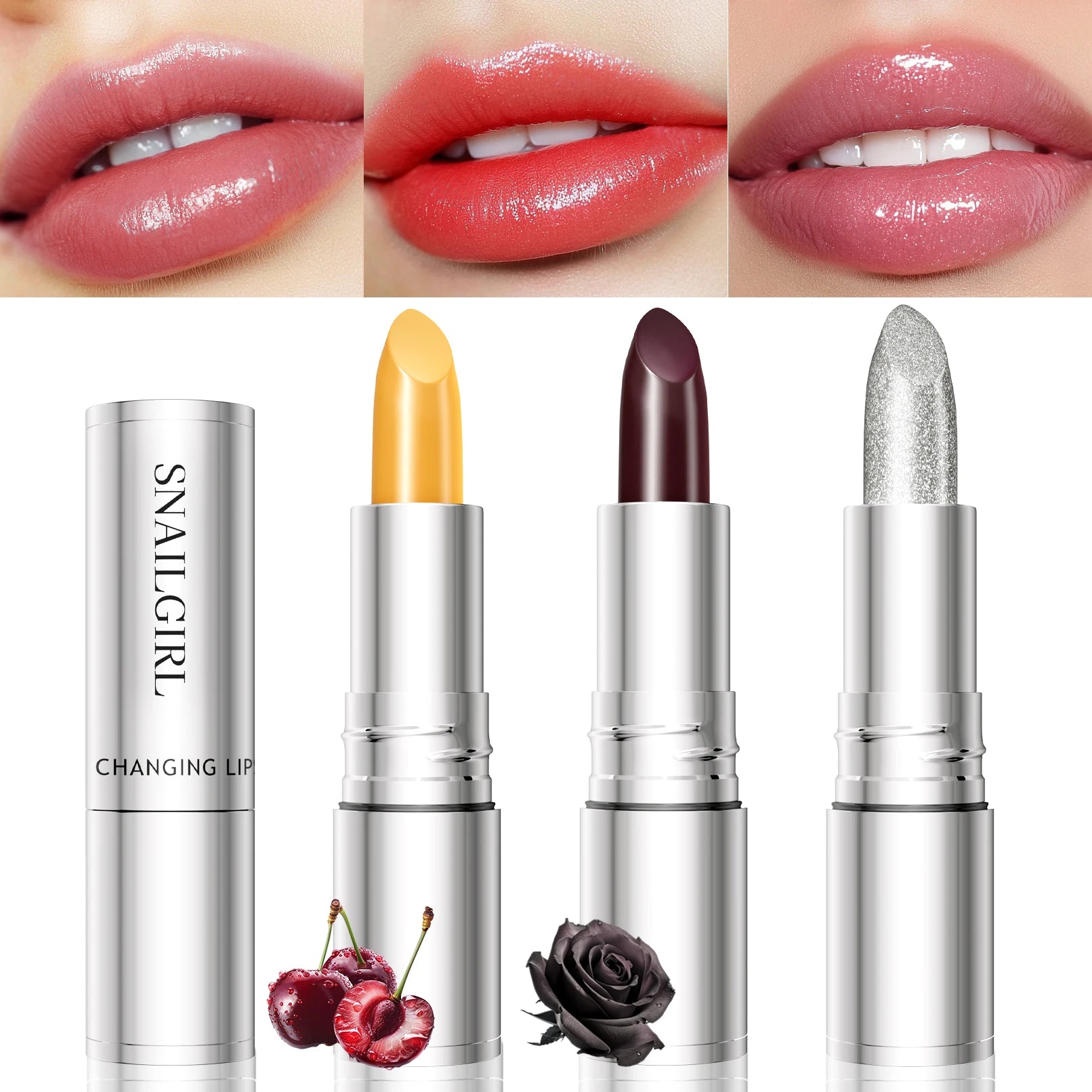 Temperature Color Changing Glitter Lipstick Waterproof Long Lasting Moisturizing Velvet Matte Lip Tint Red Pink Sexy Lips Makeup Qme