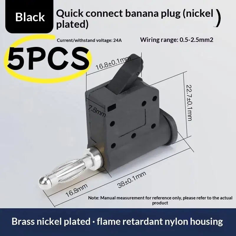 1 24A Current Quick Wire Connector Solderless Banana Plug Audio Qme Blue 5PCS