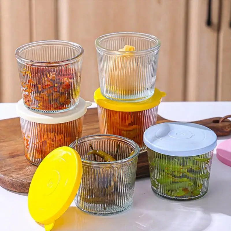 1/4PCS 200ML Glass Storage Jars Transparent Thicken Glass Storage Containers Multifunction Fresh-keeping Mini Clear Jars Kitchen Qme