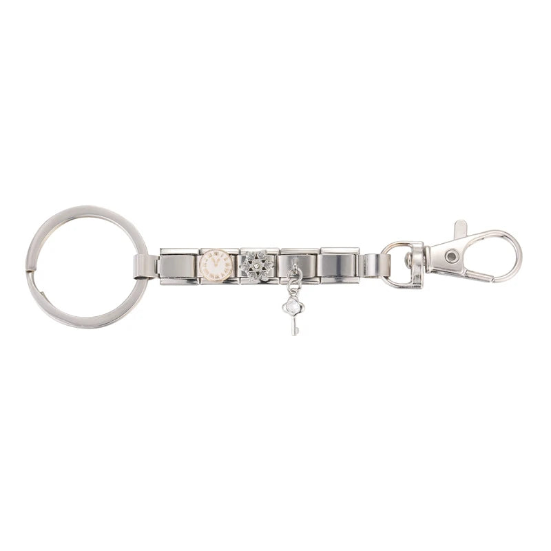 Personalized DIY Making Italian Link Charm Bead Key Chain Creative Decoration Removable Accessories Creative Gifts Silver Color Qme Style 7