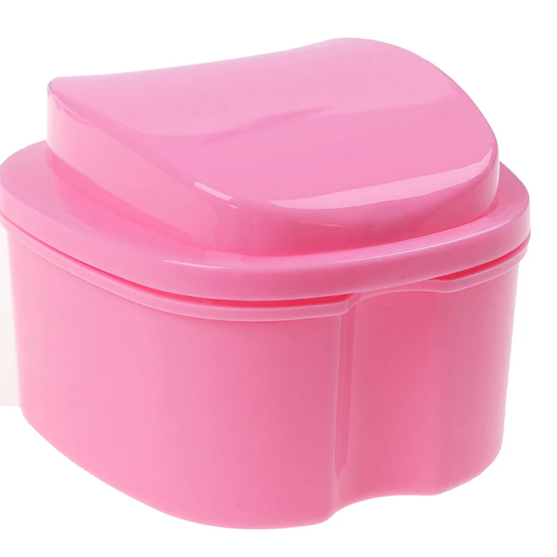 Denture Bath Storage Box Dental False Teeth Organizer Hanging Net Qme