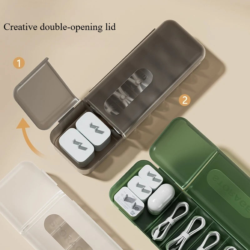 1-2pcs Desktop Cable Organizer with Lid,Cord Management Box for Data Cable,Phone Charger Storage Holder,Cable Tidy OrganizerTool Qme