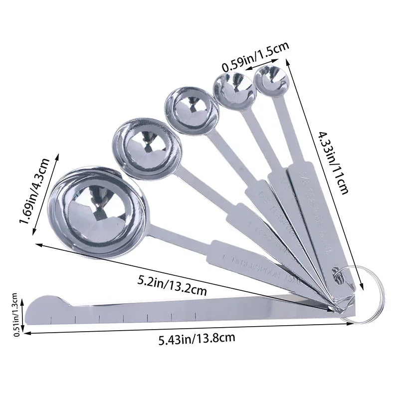 5/6Pcs Measuring Spoons Stackable Kitchen Measuring Spoon Set Stainless Steel Measuring Scoops Set Kitchen Baking Tool Qme