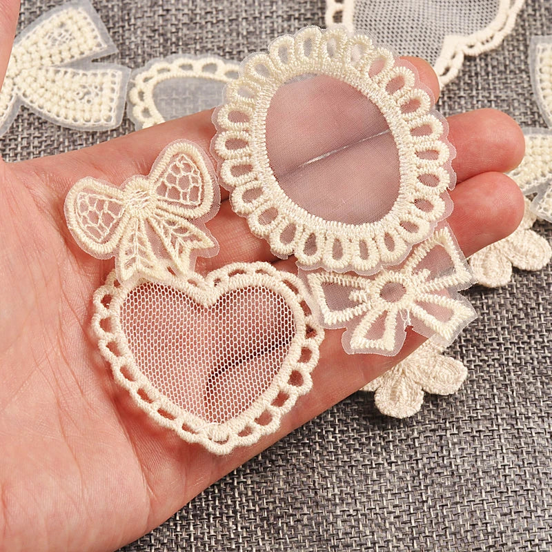 20pcs 21-55mm Mix Lace Bow Shape Appliques For DIY Clothing Bag Decoration Sewing Accessory Exquisite Patch Without Gum cp4186 Qme