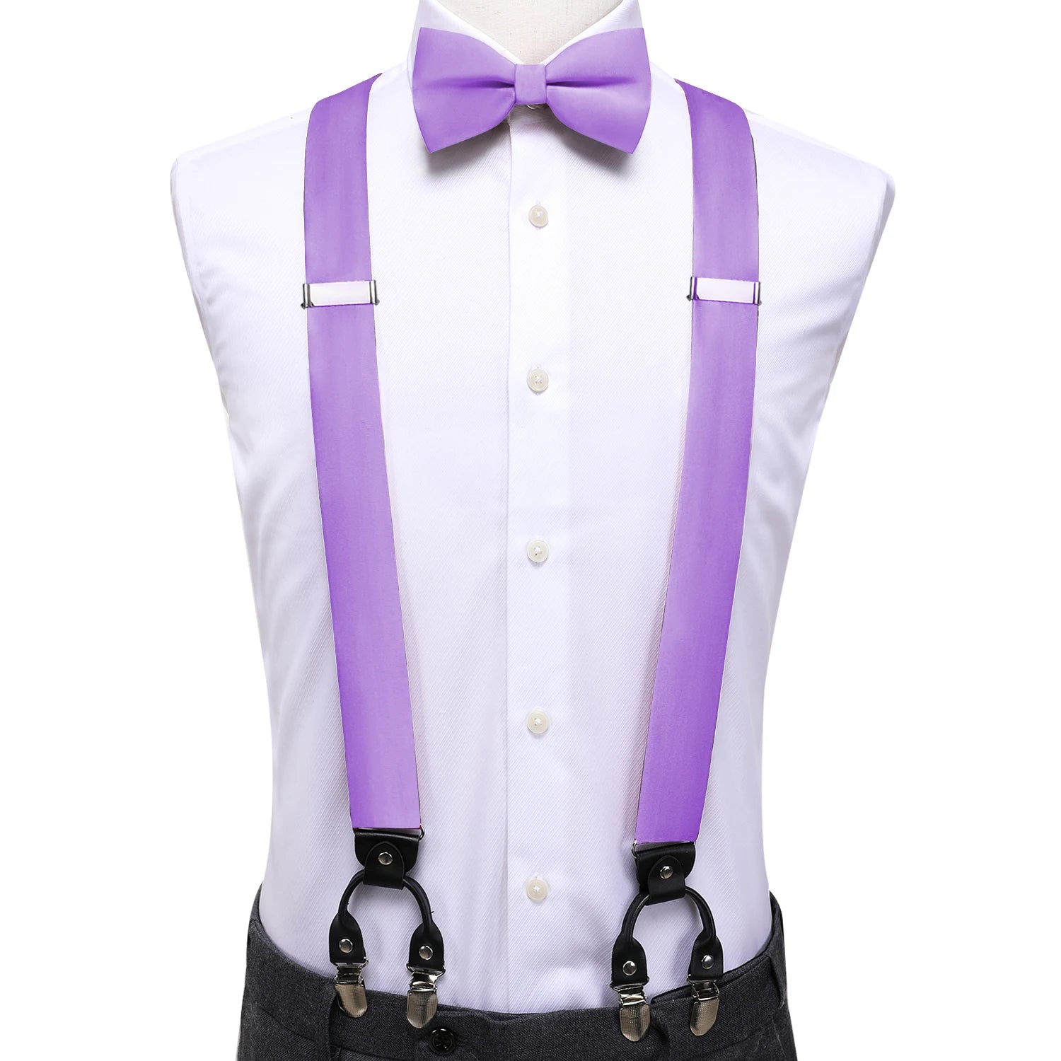 Hi-tie Silk Blue Yellow Purple Coral Mens Suspender Braces Bow Tie Qme BD-3181