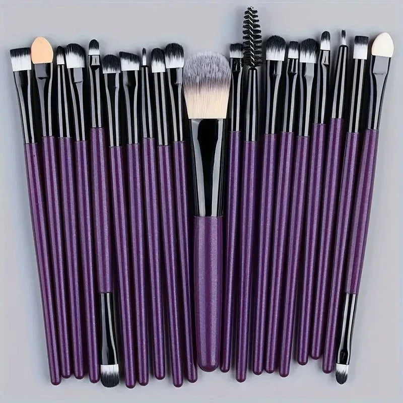 Makeup Brushes Set 20pcs Soft Eye Brush Kit Professional Foundation Concealer Blending Makeup Brush Beauty Tool Makeup Kit Qme Purple