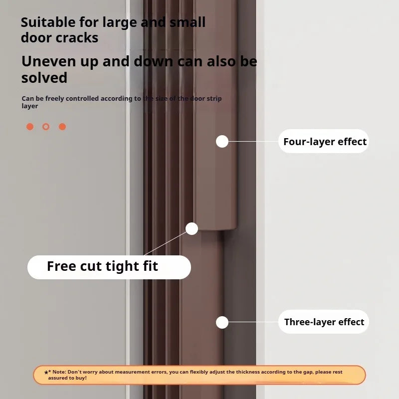 6M Tearable Weather Strip Anti-theft Door Multi-layer Windproof Dust-proof Self-adhesive Sound Insulation Window Gap Seal Strip Qme