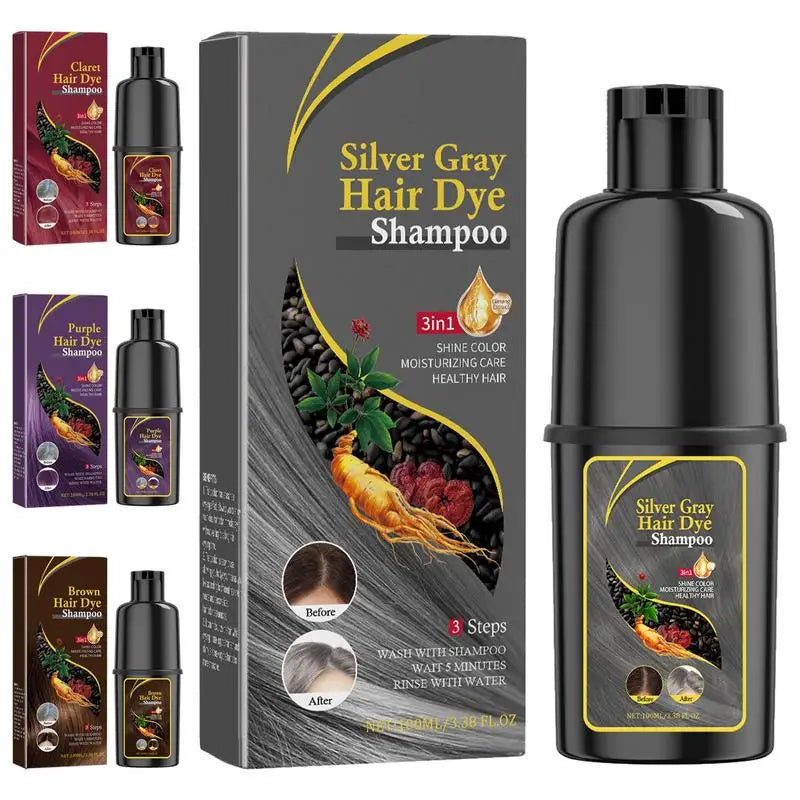 Hair Color Shampoo Black Hair Dye Covering White Hair Shampoo Hair Dye Shampoo Darkening Hair Shampoo Wine Red, Brown, Silver Qme