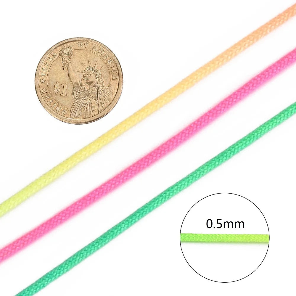 PandaHall about 150yards/rollBraided Nylon Thread Chinese Knotting Cord Beading Cord for Beading Jewelry Making Colorful 0.5mm Qme