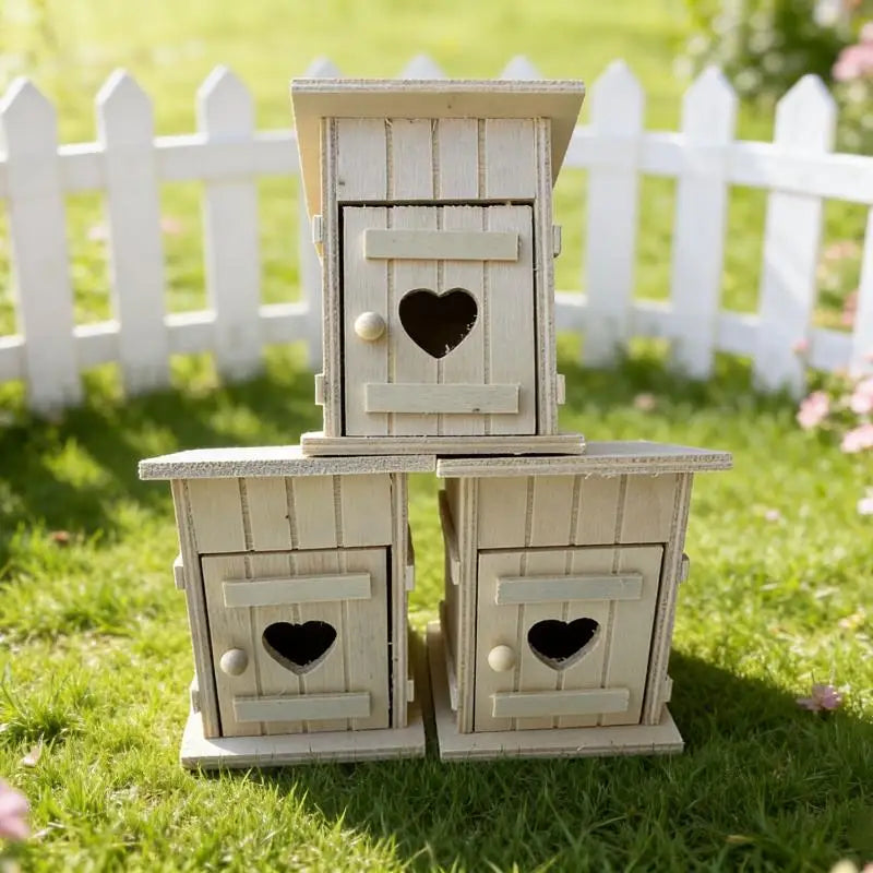 Chic Mini Dollhouse Wooden Birdhouse Nest Chicken Coop Model Home Qme