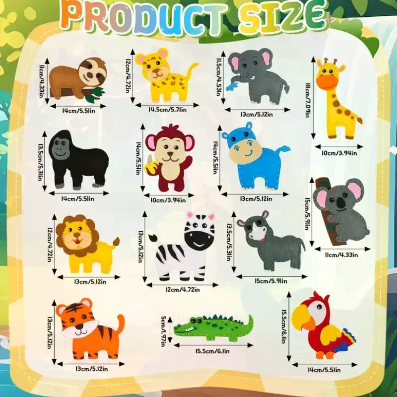 Woodland Animals Craft Kit Forest Creatures DIY Sewing Felt Plush Animals For Kids Beginners Educational Sewing Set Girl Art Toy Qme