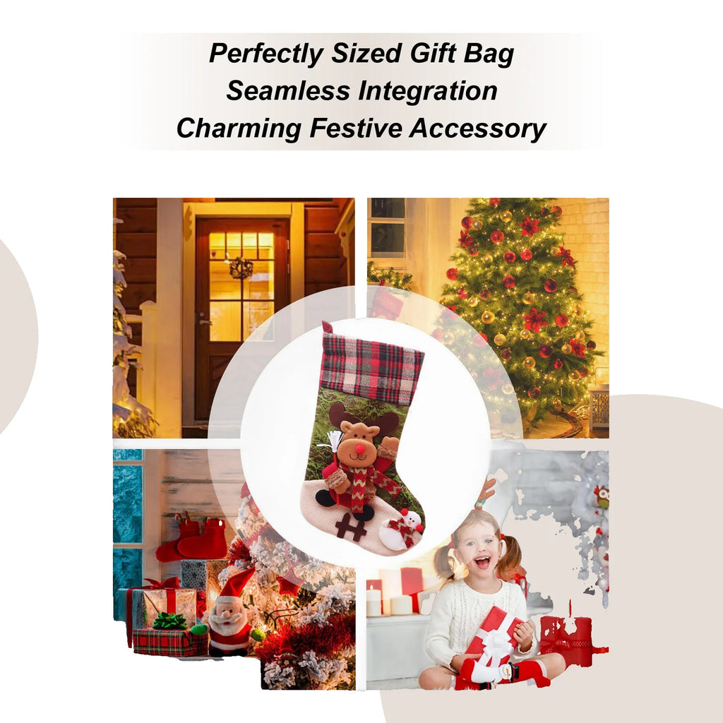 Christmas Stockings Traditional Cute Reindeer Candy Bags Deer Qme