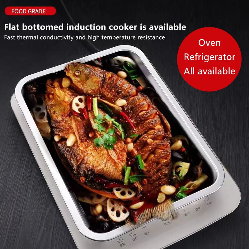 Durable Stainless Steel Serving Tray Great Barbecue Tea Storage Qme